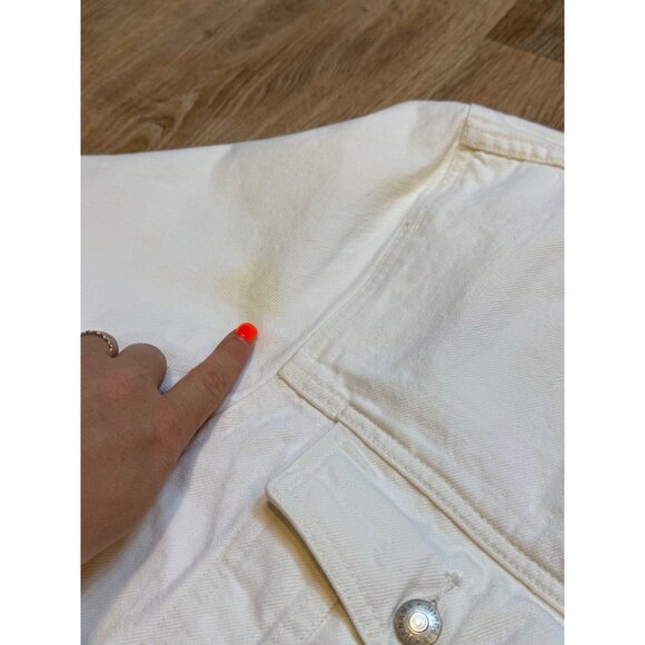 Vintage 80s 90s Banana Republic Safari & Travel White Denim Long Sleeve Trucker - Picture 8 of 12